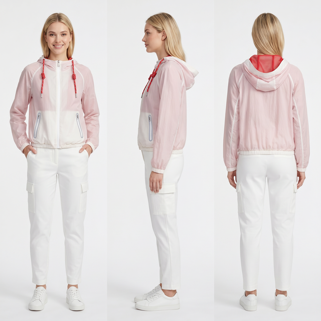 Women’s Two-Tone Water-Repellent Windbreaker – Mesh Lined, Matte Nylon, Casual Outdoor Jacket