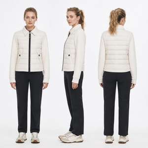 FW27 Collared Spliced Lightweight Padded Jacket | Quilted Body Knit Sleeve