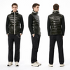 Men’s Hybrid Shiny Lacquer Nylon Knit Jacket | Hidden Hood Fake Down Stand‑Collar Urban Coat