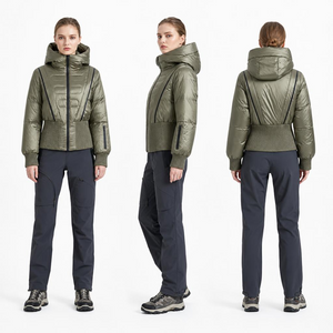 Women's Hooded Cropped Waist-Fitted Thickened Down Puffer Jacket