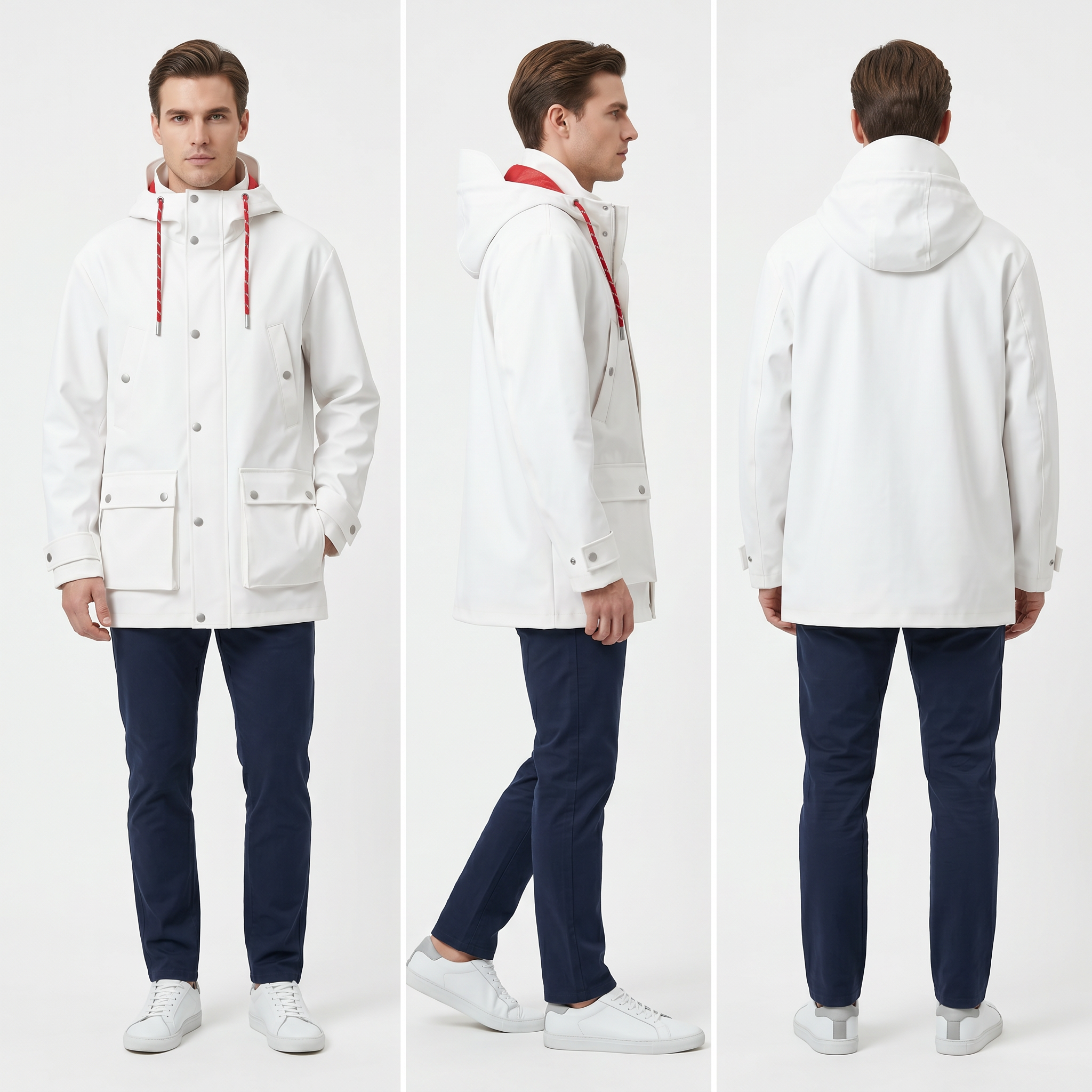 Men's Waterproof Long Parka | Detachable Hood, Mesh Lined 