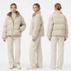 Kot Puffer Pendek Campuran Corduroy & Matte - Kontras Kolar Pendirian Ganda Tahan Air 