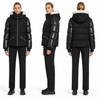 Women Cropped Hooded Puffer Jacket | Matte & Shiny Contrast Coat with Faux Shearling Collar