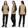 Color-Blocked Short Trench Coat with Diamond-Quilted Back