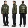 Army Green Men’s Quilted Puffer Jacket: Nylon Shell & Adjustable Hem