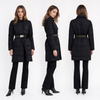 3-in-1 Convertible Down Jacket | Detachable Zipper Sleeves, Check Quilting & PU Belt