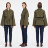 Long 2-in-1 Trench Coat – Detachable Bottom, Dropped Shoulders, Blazer Collar, Converts from Long Trench to Short Jacket