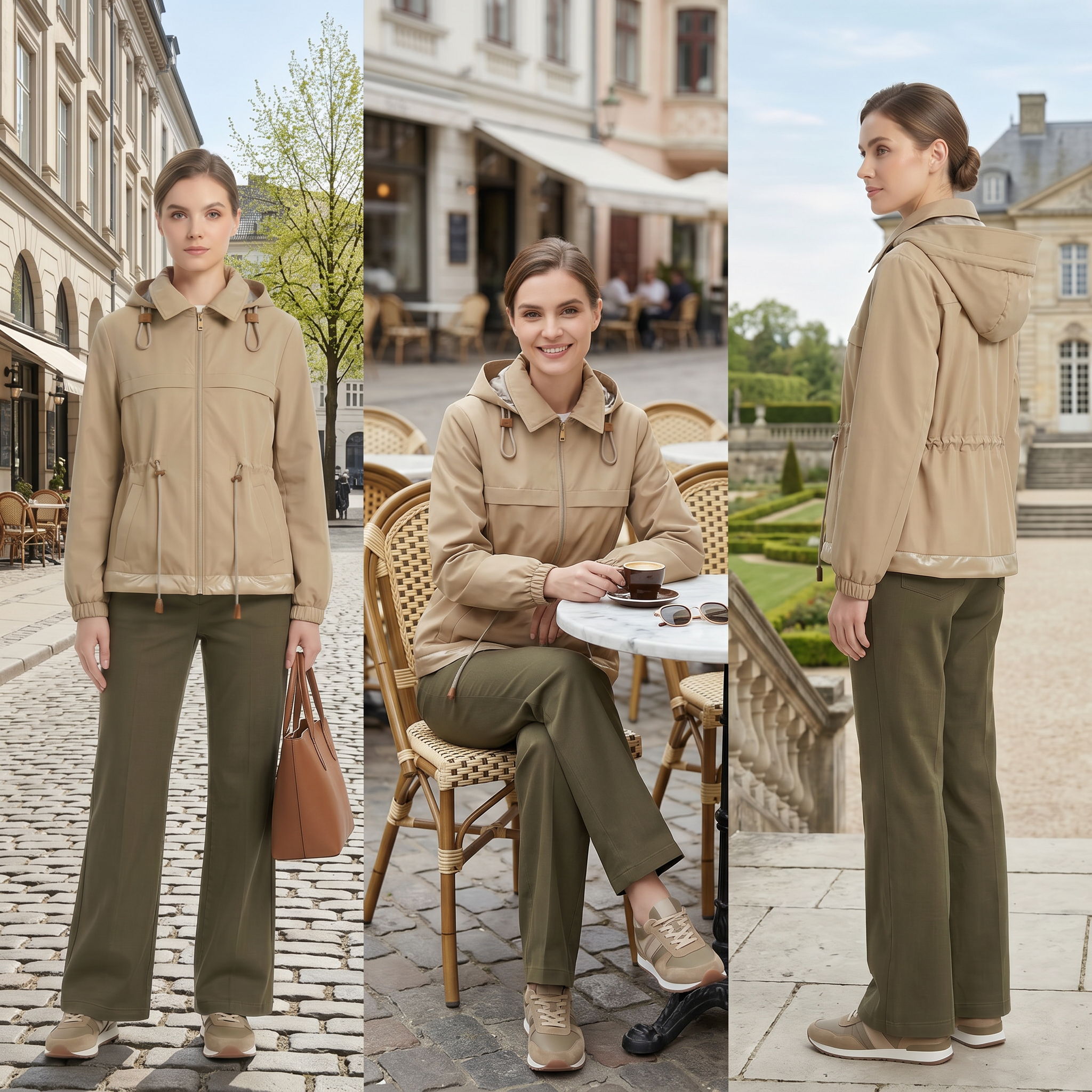 Women’s Detachable Hooded Cotton-Blend Twill Short Parka