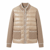 Women’s Hybrid Lacquer Nylon & Knit Quilted Jacket – Water-Repellent, Snap-Front, French-Inspired Minimalism